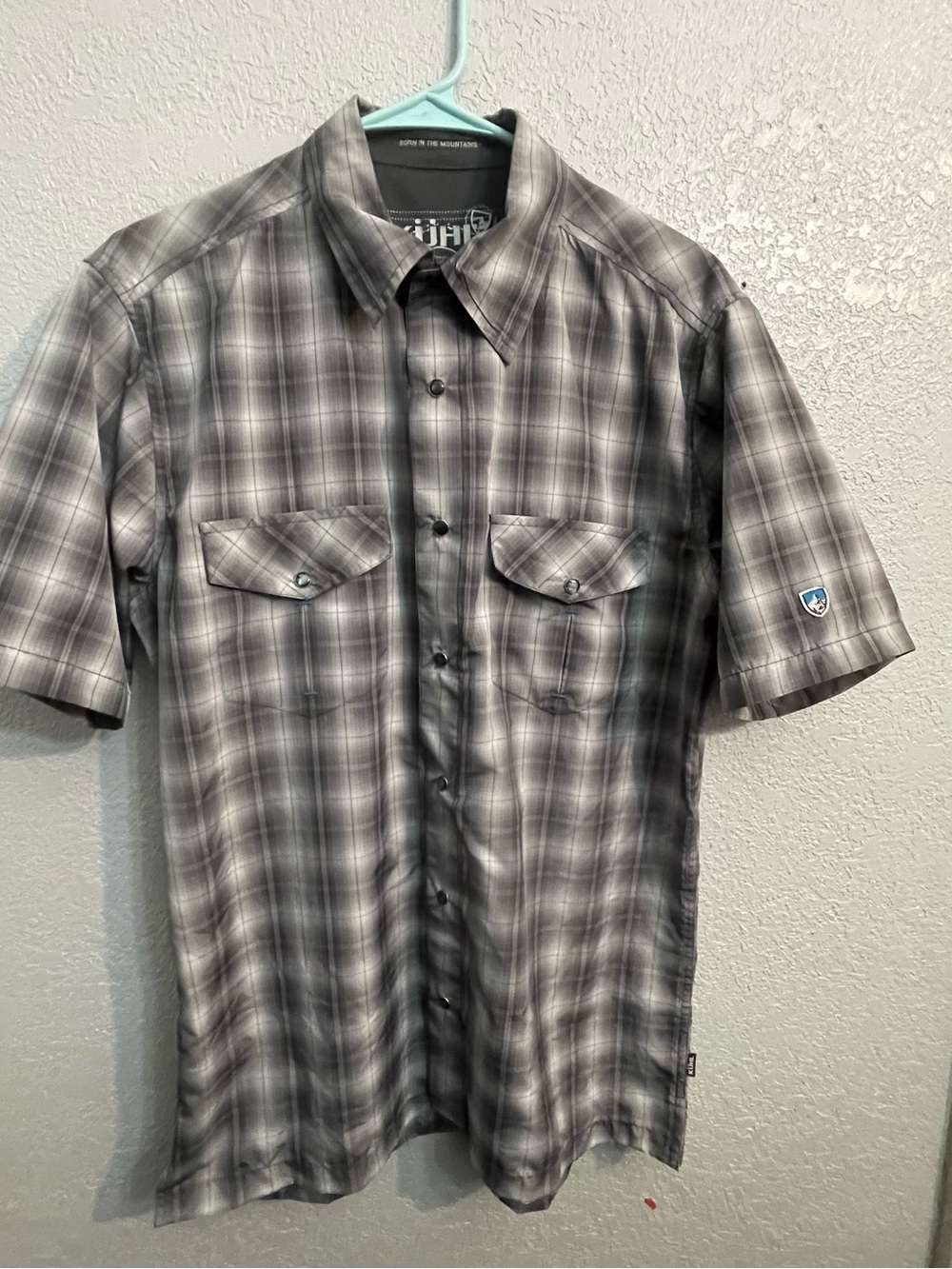 Kuhl Men's Gray Plaid Short-Sleeve Button-Down Shirt